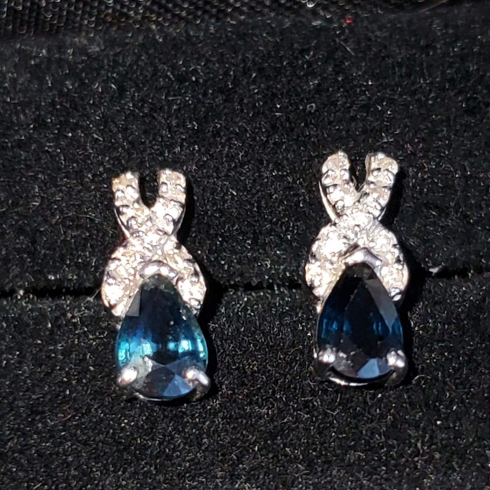 14k sapphire and diamond earrings